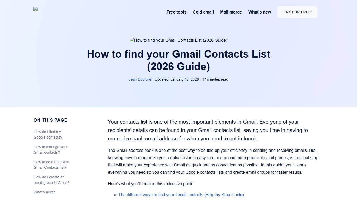 How to find your Gmail Contacts List (2026 Guide)